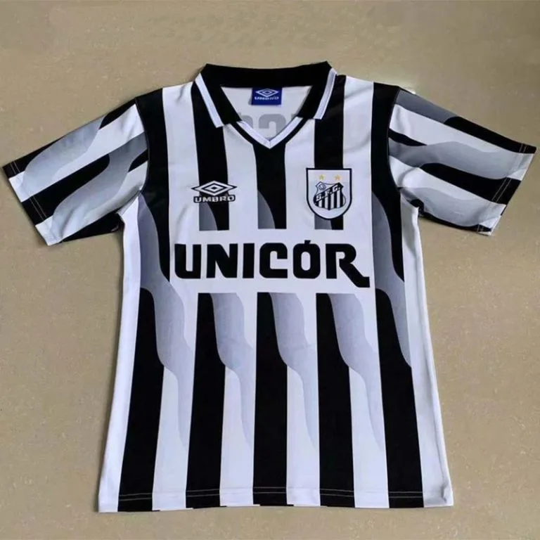 1998-1999 Santos FC - Camiseta RETRO - Blanco y Negro