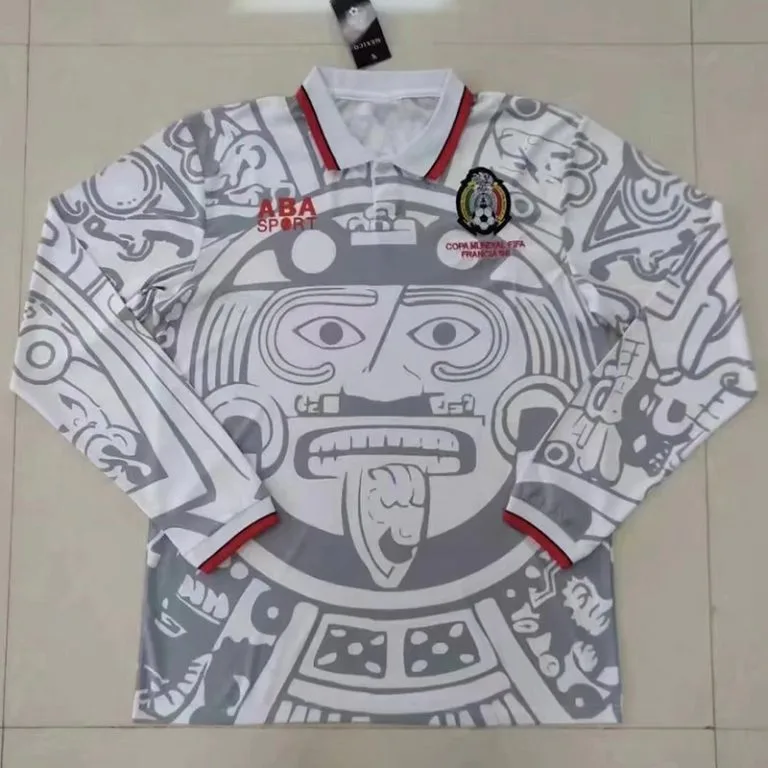 1998 México - Camiseta RETRO - Suplente - Blanco - Manga larga