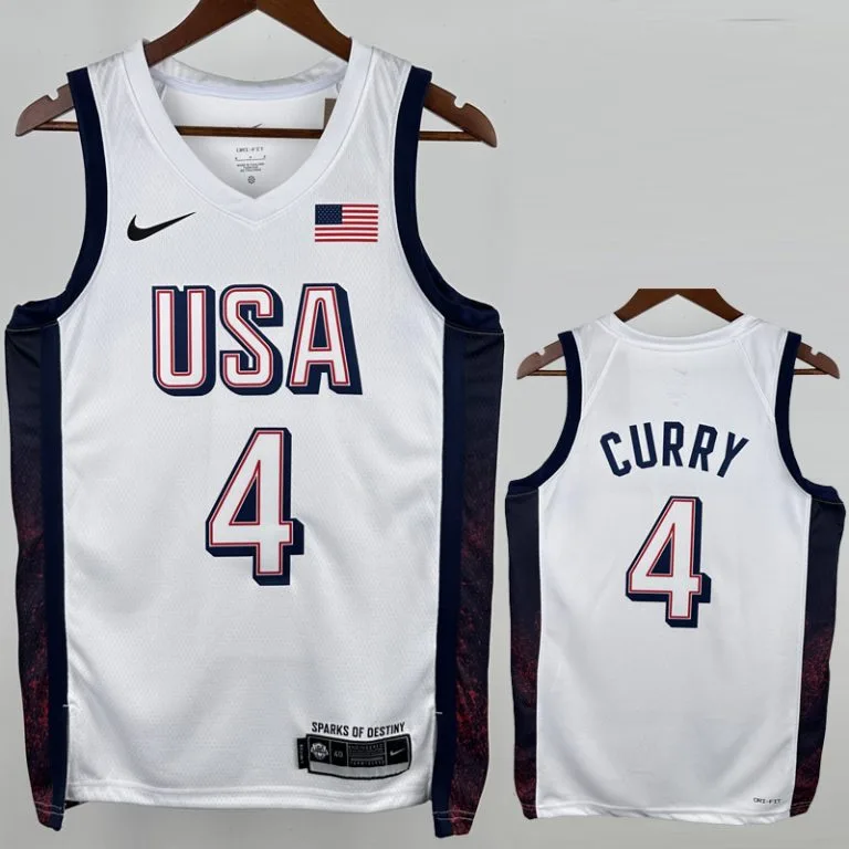 2024 Estados Unidos - Camiseta de Básquet - Blanco - Juegos Olímpicos - Curry - 4