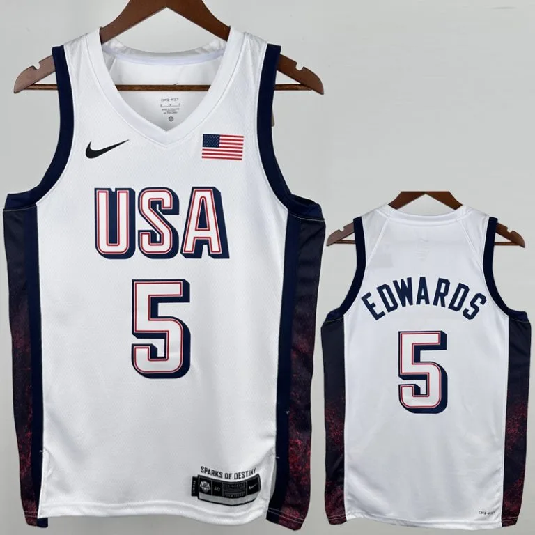 2024 Estados Unidos - Camiseta de Básquet - Blanco - Juegos Olímpicos - Edwards - 5