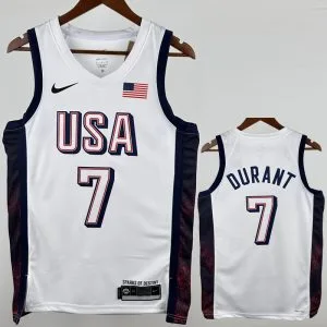 2024 Estados Unidos - Camiseta de Básquet - Blanco - Juegos Olímpicos - Durant - 7