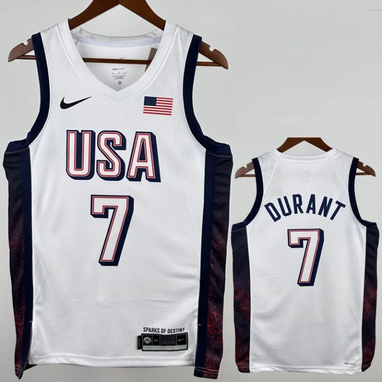 2024 Estados Unidos - Camiseta de Básquet - Blanco - Juegos Olímpicos - Durant - 7