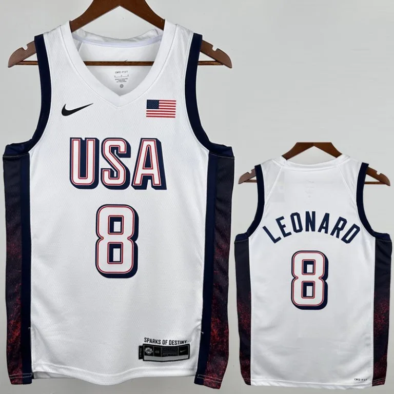2024 Estados Unidos - Camiseta de Básquet - Blanco - Juegos Olímpicos - Leonard - 8