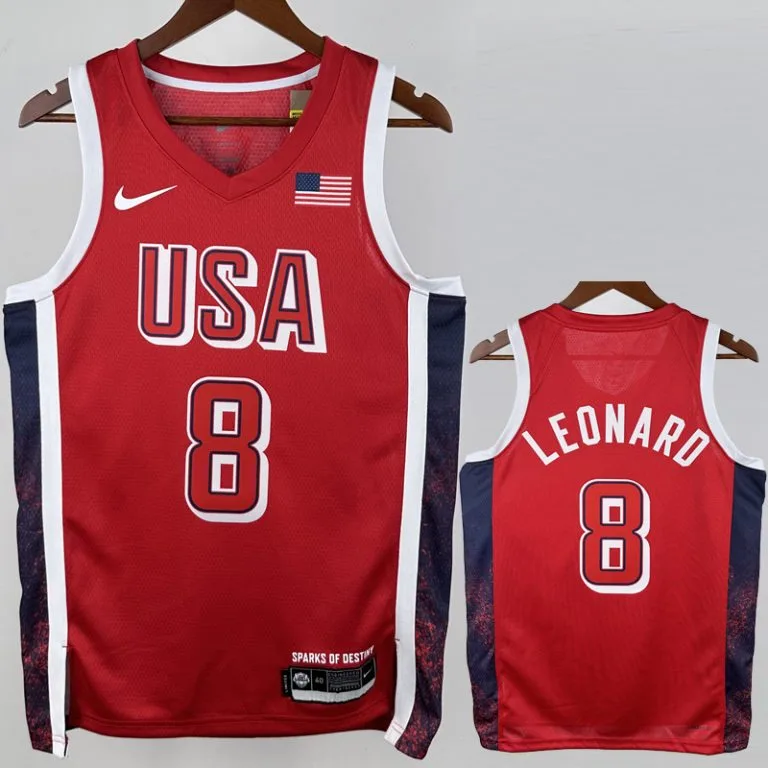2024 Estados Unidos - Camiseta de Básquet - Rojo - Juegos Olímpicos - Leonard - 8
