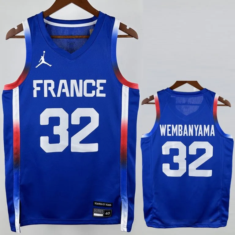 2024 Francia - Camiseta de Básquet - Azul - Juegos Olímpicos - WEMBANYAMA - 32