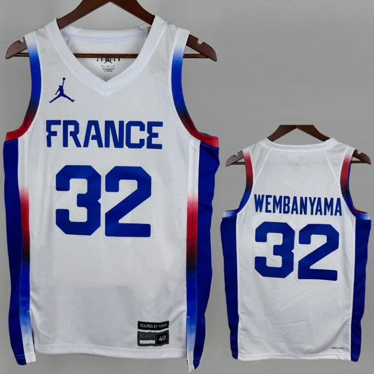 2024 Francia - Camiseta de Básquet - Blanco - Juegos Olímpicos - WEMBANYAMA - 32