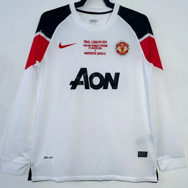 2010-2011 Man Utd - Camiseta RETRO - Suplente - Blanco - Manga larga