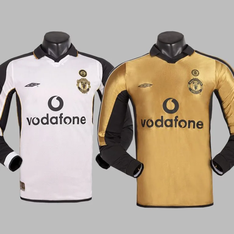 2001-2002 Man Utd - Camiseta RETRO - Doble faz - Manga larga - 100.º aniversario