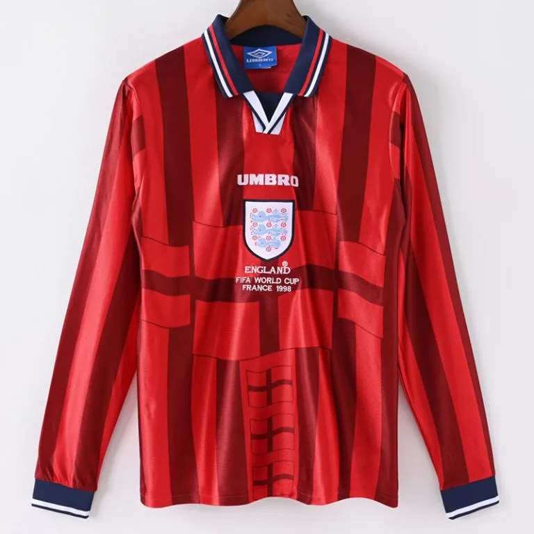 1998 Inglaterra - Camiseta RETRO - Suplente - Manga larga