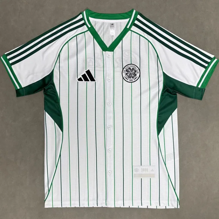 25-26 Celtic - Camiseta de Béisbol - Blanco y Verde - Edición Casual