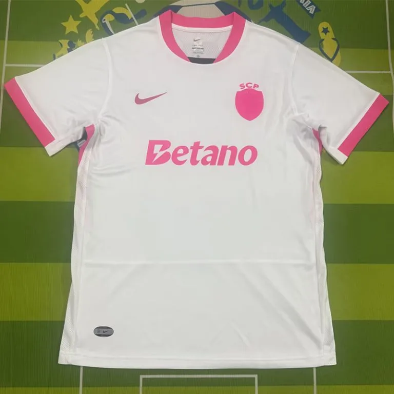 25-26 Sporting Lisbon - Camiseta Versión Hincha - Blanco y Rosa